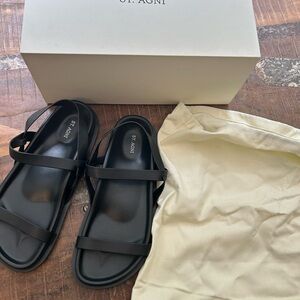 St Agni Mio Black Sandals Size 39